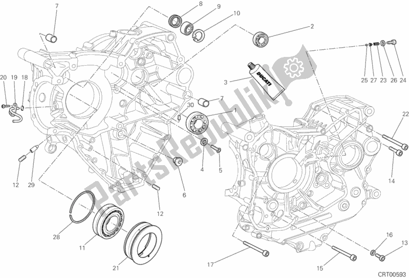 All parts for the Crankcase Bearings of the Ducati Multistrada 1200 S Touring Brasil 2015